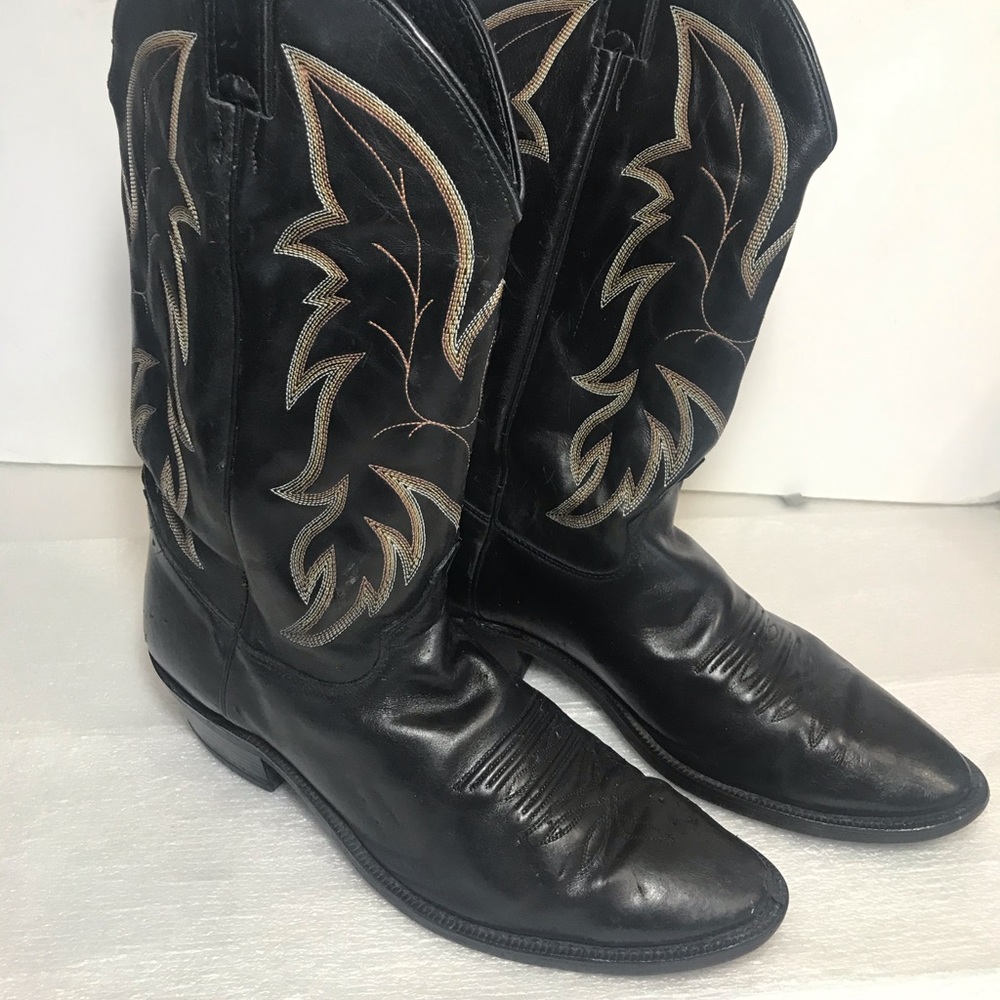 Justin Black Western Leather Boots sz 12EE